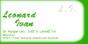 leonard ivan business card